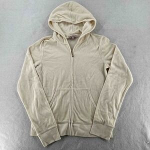 Juicy Couture Sport Hoodie Ivory Women's Full Zip Long Sleeve Pullover Sz L